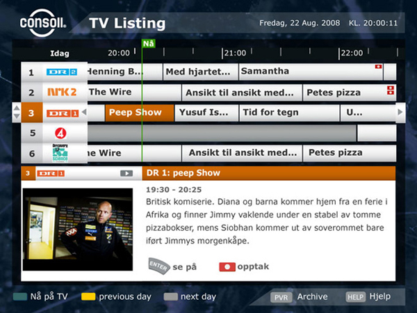 Consoll TV interface